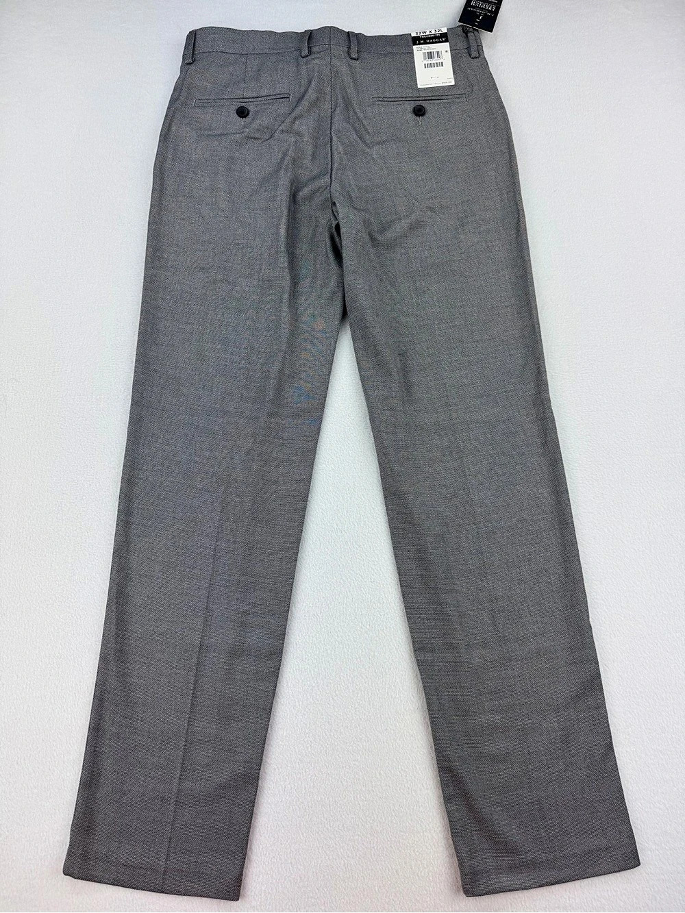 JM Haggar Premium Stretch Micro Dobby Gray Dress Pants Tailored Fit Men Sz 32x32